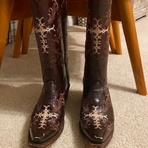 Women's Circle G Cowboy Western Boots, Brown, Size 7.5